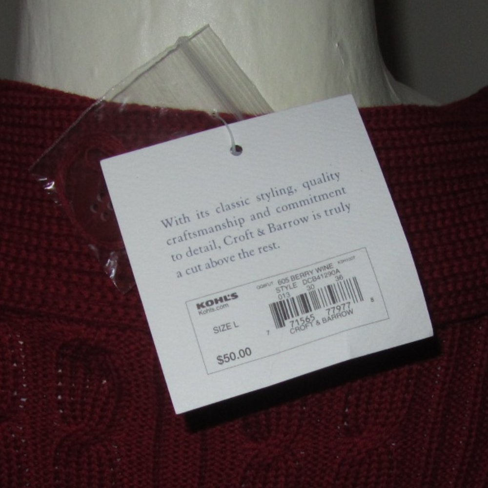 Women's Croft & Barrow Berry Wine Sweater Size Large NWT-$50.00 - Picture 6 of 7